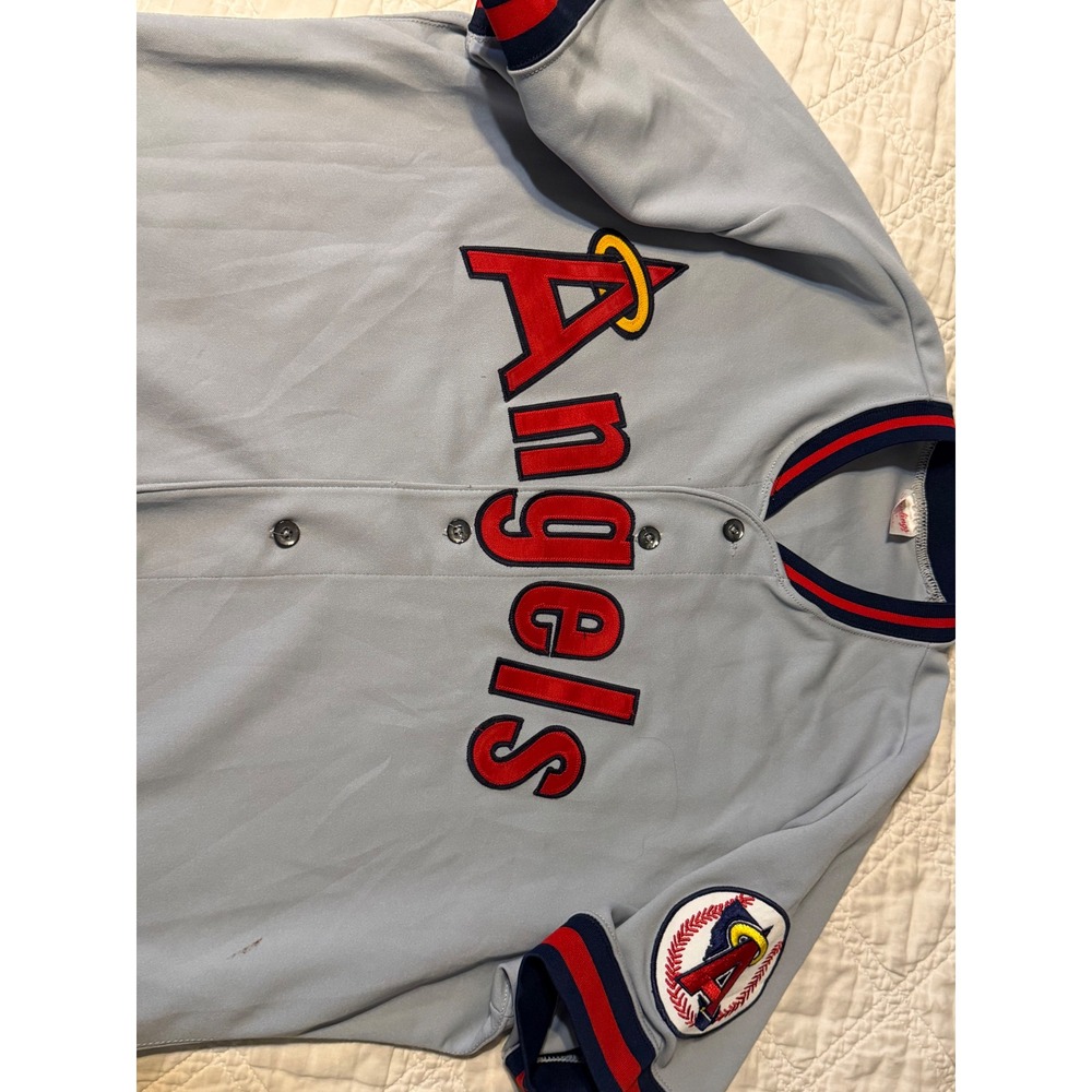 Rawlings California Angels Baseball Jersey Mens 50 Grey Vintage MLB Button USA - Picture 6 of 13
